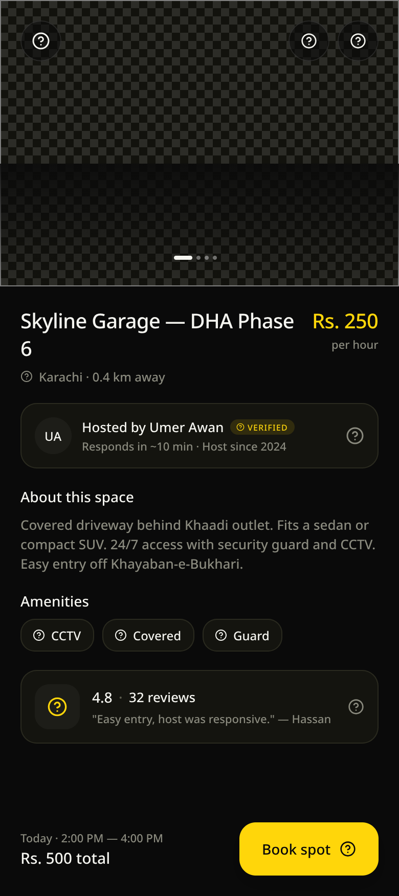 ParkKaro Parking Spot Details and Booking